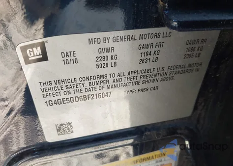 2011 Buick Lacrosse Cxs from USA, damaged, VIN 1G4GE5GD6BF216047